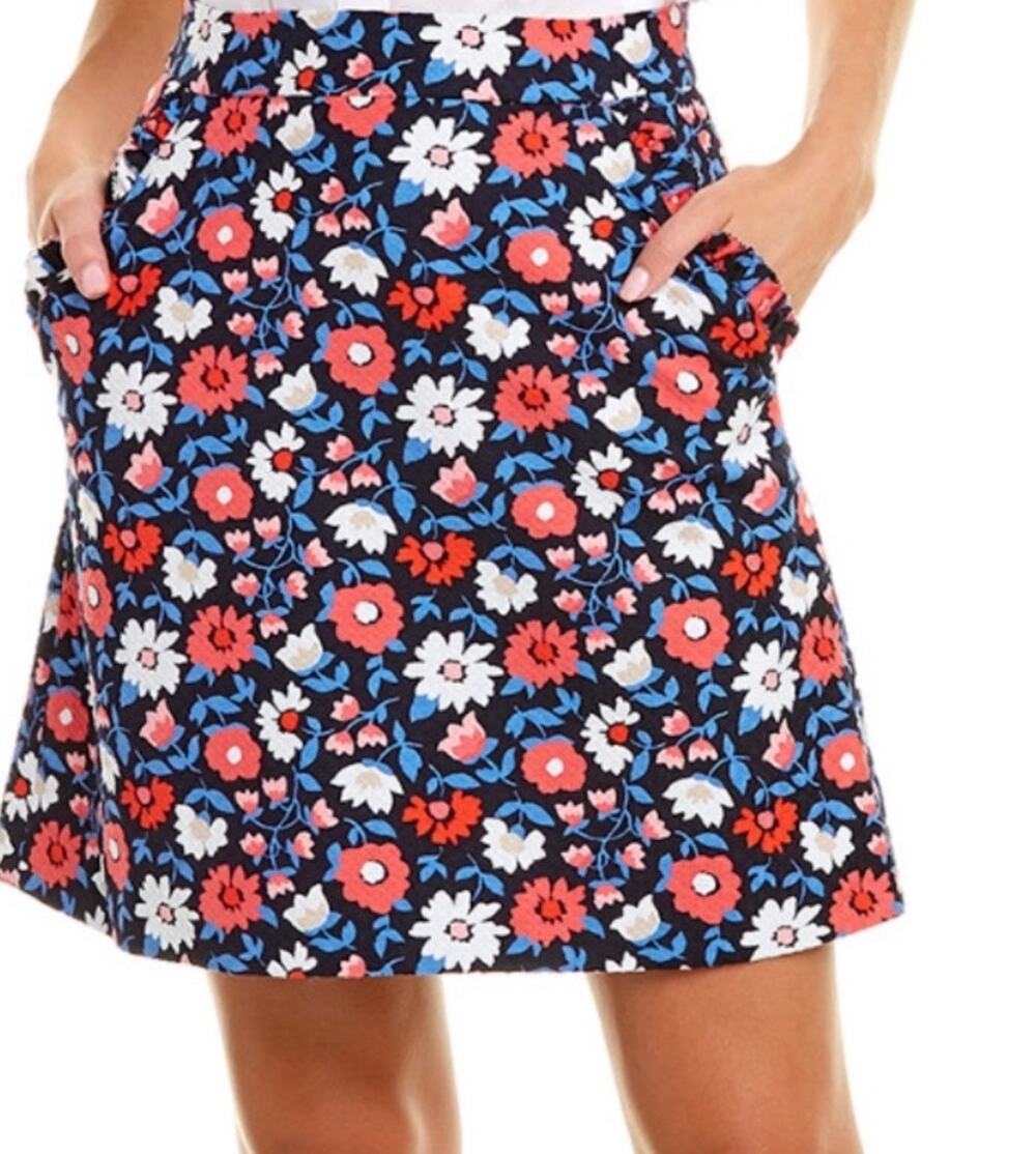 Kate Spade New York skirt navy blue daisy jacquard floral print